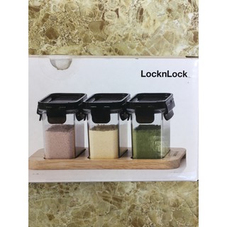 Hộp đựng gia vị Lock&lock set 3 chiếc khay gỗ