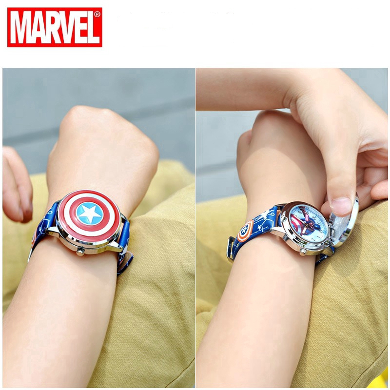 Đồng hồ đeo tay mặt hình Spiderman/Iron Man/Captain America làm quà tặng cho bé trai