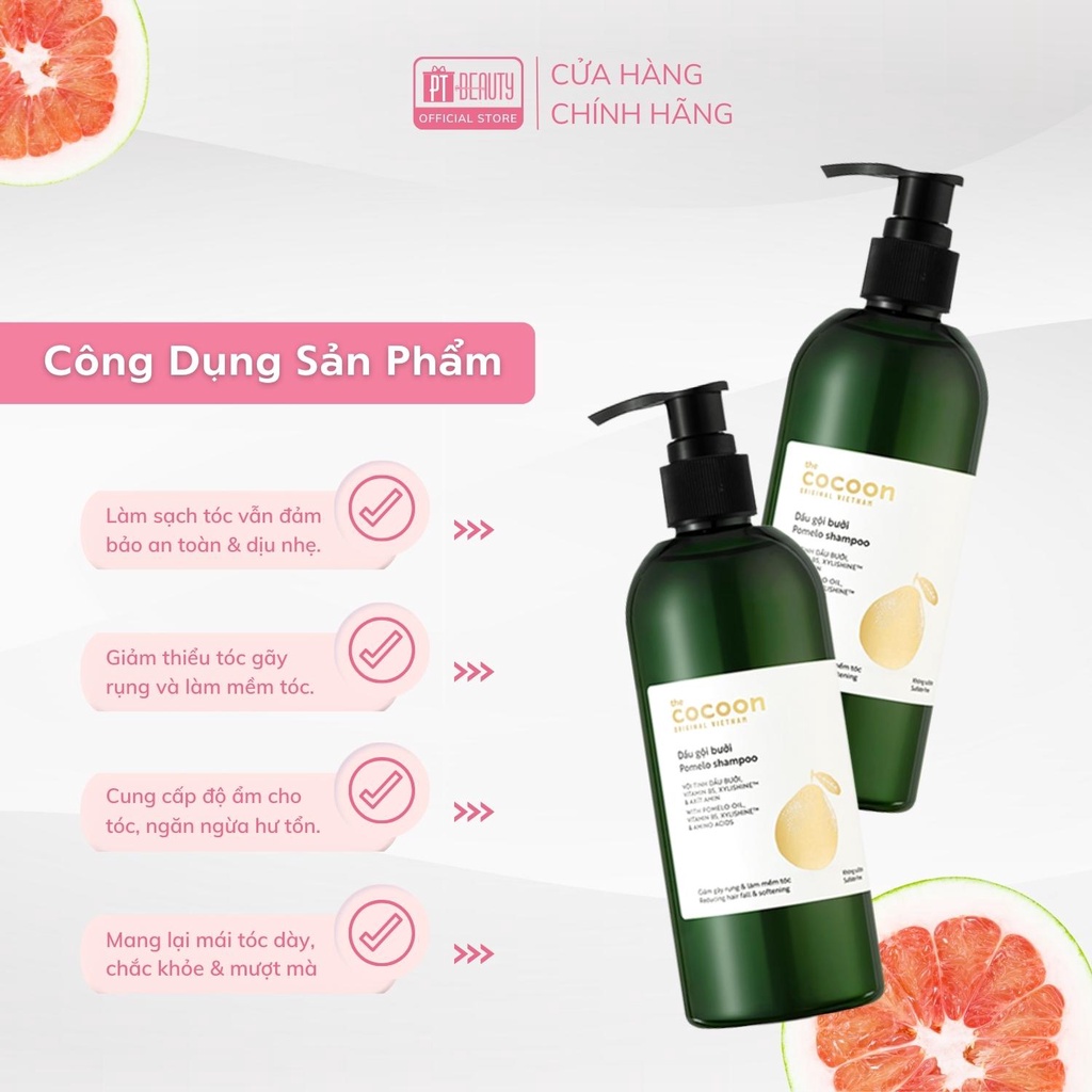 Dầu gội bưởi Cocoon giúp giảm gãy rụng và làm mềm tóc 310ml