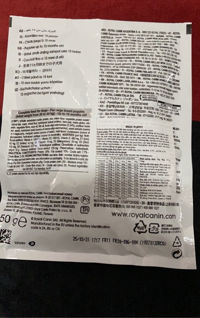 Gói 50gr dùng thử Royal CANIN Maxi Puppy