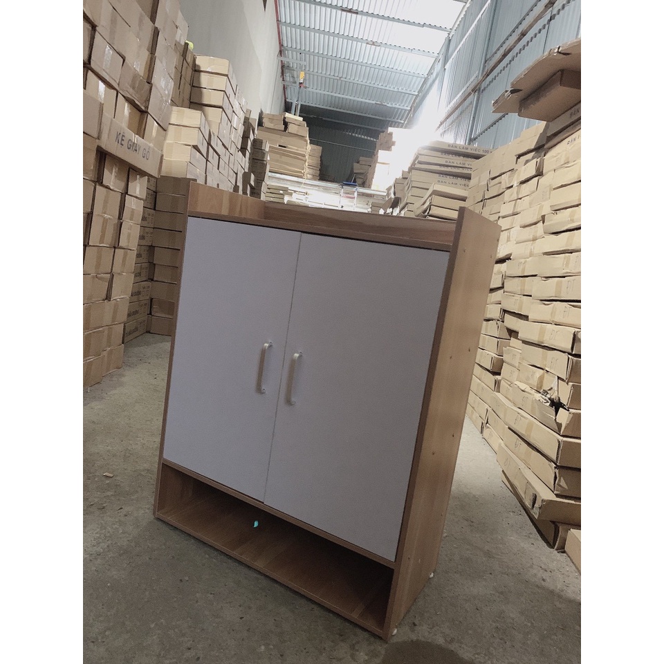 TỦ GIÀY GỖ 2 NGĂN CÓ CẢNH MÀU TRẮNG