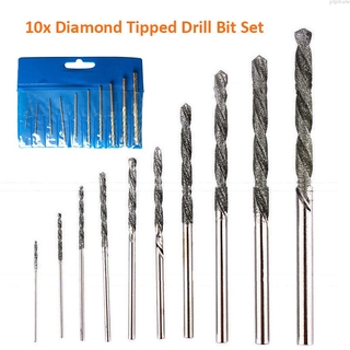New 10pcs diamond tipped drill bit set twist drill bits for glass tile 0.8-4.0mm