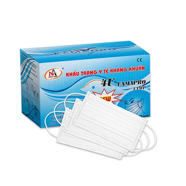 COMBO 10 Hộp khẩu trang y tế 4 lớp kháng khuẩn Famapro 4U (50 cái/hộp)