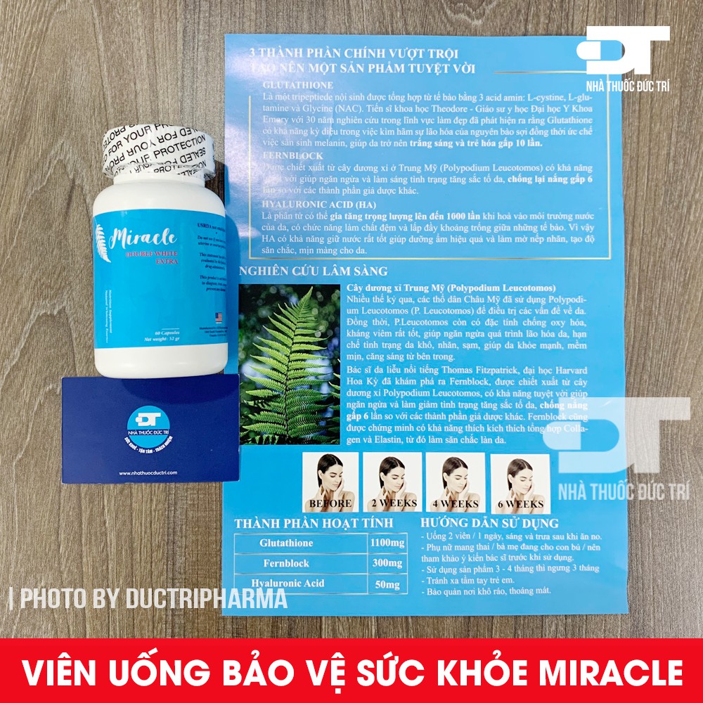 Viên uống MIRACLE 60 viên. Hỗ trợ giảm nám, tăng sắc tố, tăng cường độ ẩm giúp da săn chắc | BigBuy360 - bigbuy360.vn