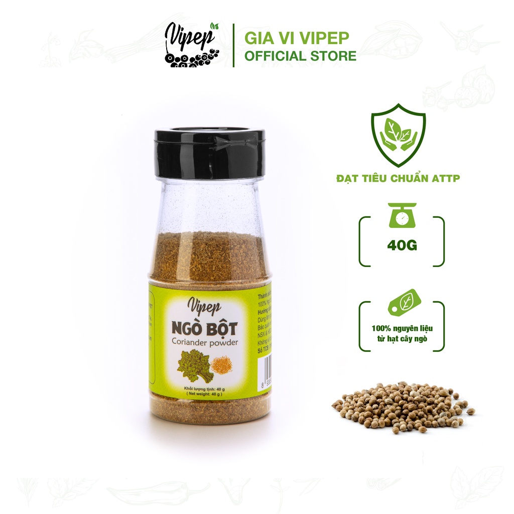 Bột ngò - Hạt Ngò Vipep (30 - 40g) 100% tự nhiên gia vị ướp thịt nướng thơm ngon, có thể dùng làm pate, nêm cà ri,...