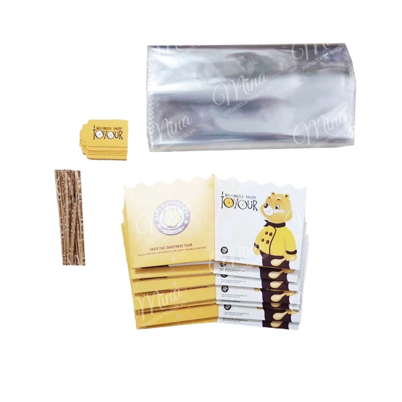 Túi GẤU VÀNG kèm đáy đựng bánh quy, bánh mì,… 100 chiếc