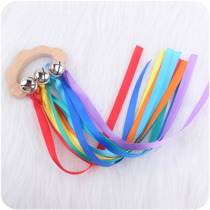 ✿ Vòng Lục Lạc Hình Đám Mây Cầu Vồng Có Chuông Cho Bé Mọc Răng