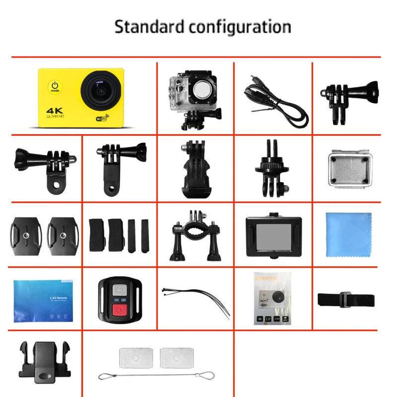 Camera Hành Trình AIR 4K 30PFS 1080P 4x Zoom WIFI 2 Inch Chống Nước Gắn Mũ Bảo Hiểm Xe Máy