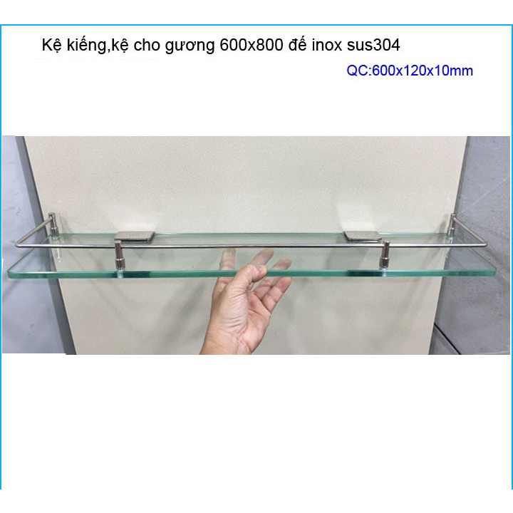 Kệ kính nhà tắm 60cm inox304, Kệ phòng tắm 60cm 10ly cao cấp rào chắn siêu chất lượng