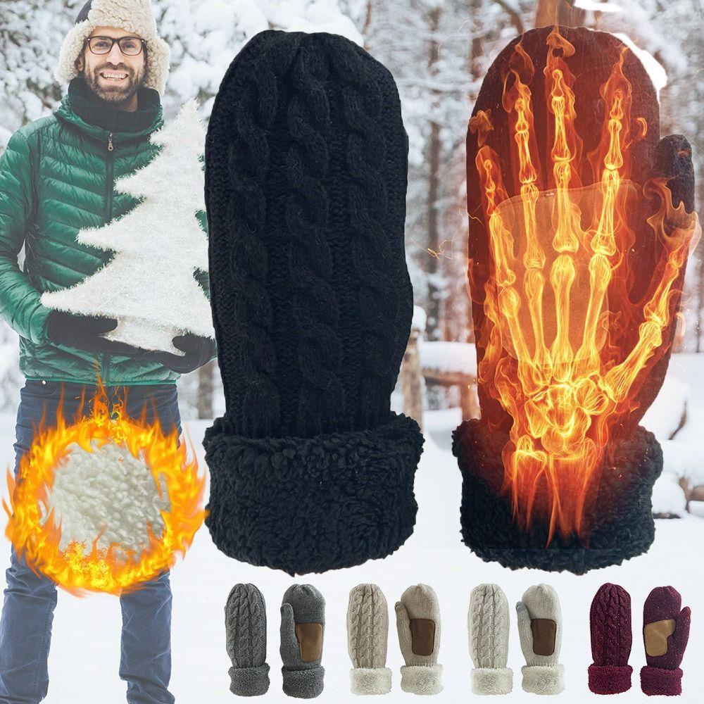 Găng Tay Đan Len Màu Đen Giữ Ấm Mùa Đông Khi Đi Cắm Trại / Leo Núi