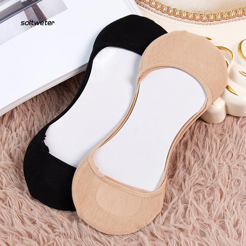 Đôi vớ cổ thuyển chống trượt màu trơn cho nữ