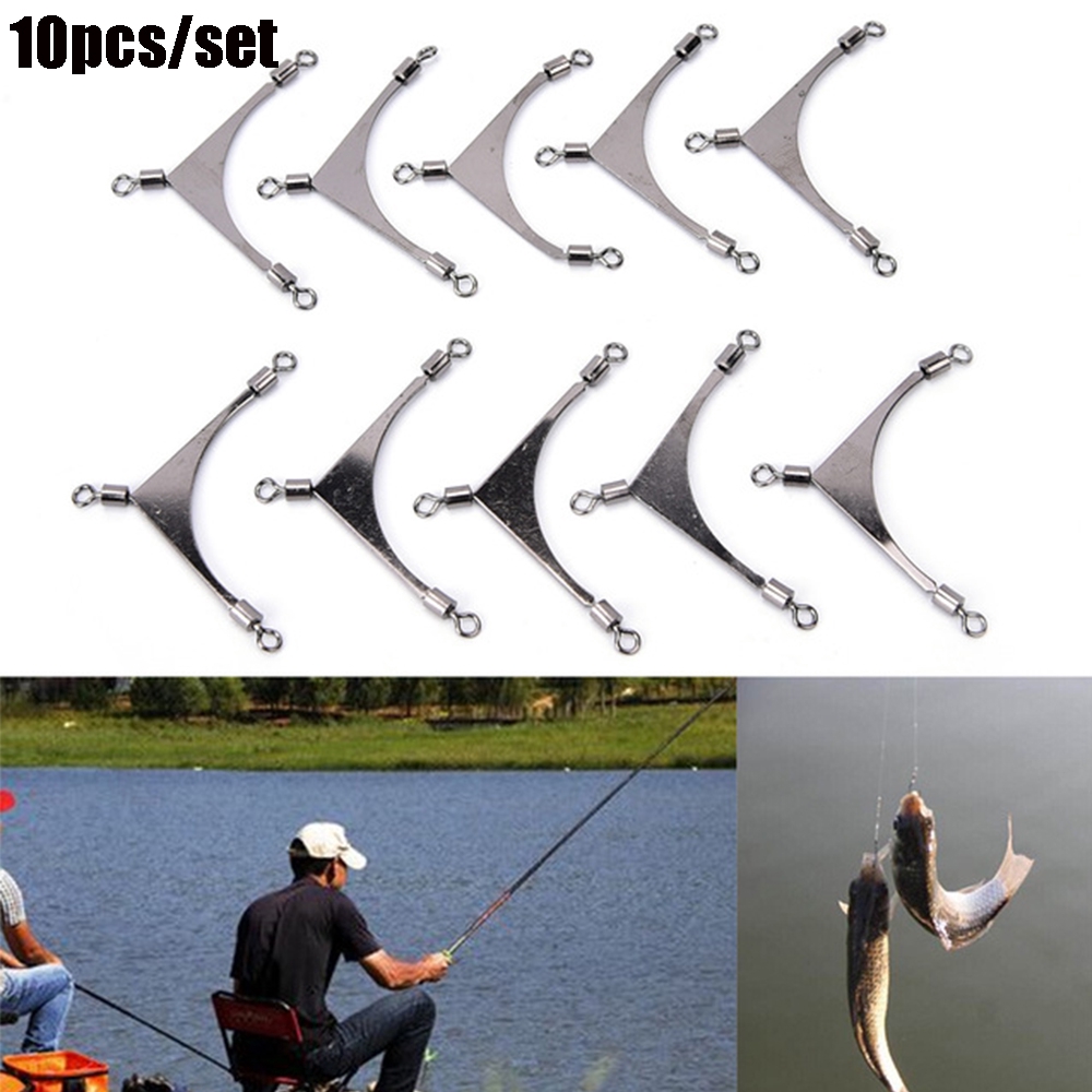 10 khớp khuyên câu cá hình tam giác bằng thép không gỉ