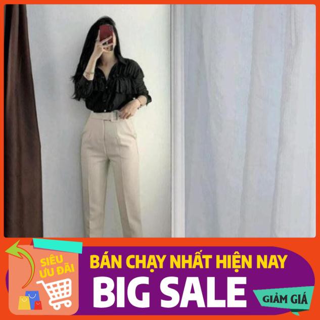 Quần bagyy đai lệch cạp cao siêu hót