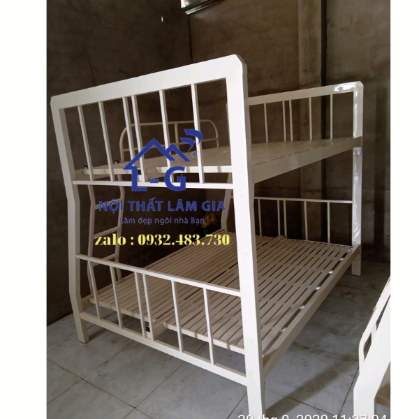 Giường tầng sắt khung vuông 48 cao cấp - giá mềm - 1m4-1m6