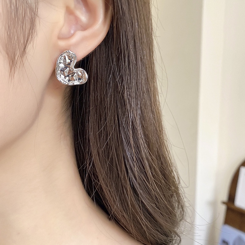 Bông Tai Hình Trái Tim Màu Xanh Dương Phong Cách Punk Hiphop Thời Trang Cho Nữ