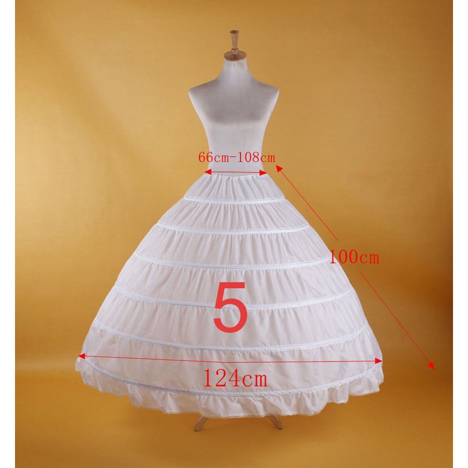 Chân Váy Cưới 2 Vòng Thép 6 Sợi Lưới Cứng Cỡ Lớn Phối Ren Co Giãn Cho Cô Dâu qs1047