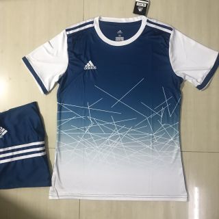 [ Thun thái ] Bộ quần áo bóng đá không logo KL12 xanh trắng ( áo bóng đá thiết kế )