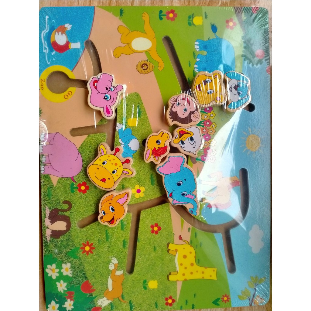 Bảng mê cung ghép tranh phát triển tư duy nhiều chủ đề: động vật, toán học, phương tiện giao thông, sinh vật biển