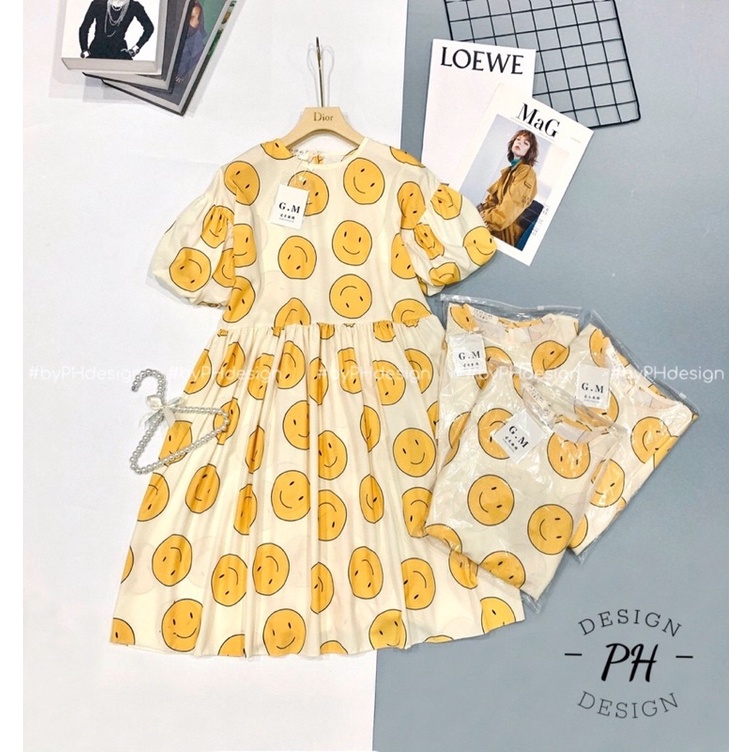 Váy Họa Tiết Mặt Cười From Rộng Bánh Bèo Bầu Bí Bon Chen Chất Thô Mát Dáng Suông Dễ Mặc Giá Bán Tương Tác | BigBuy360 - bigbuy360.vn