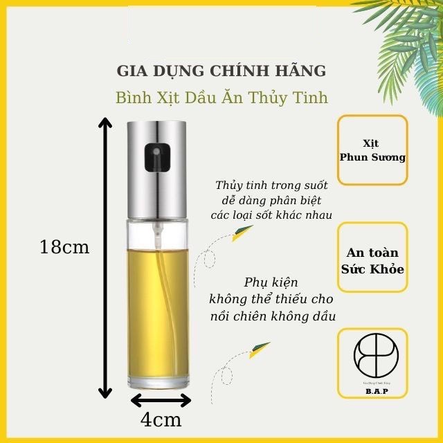 Bình xịt dầu ăn 100ml + kẹp gắp thức ăn Kalite