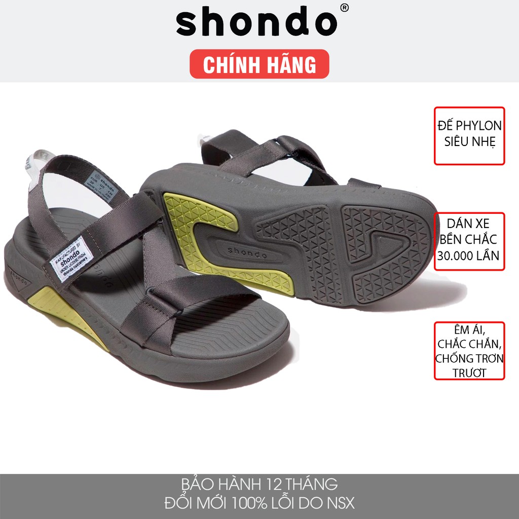 Giày sandal Shondo F7 nam nữ đi học đế cao xám đậm xanh dạ F7R2020