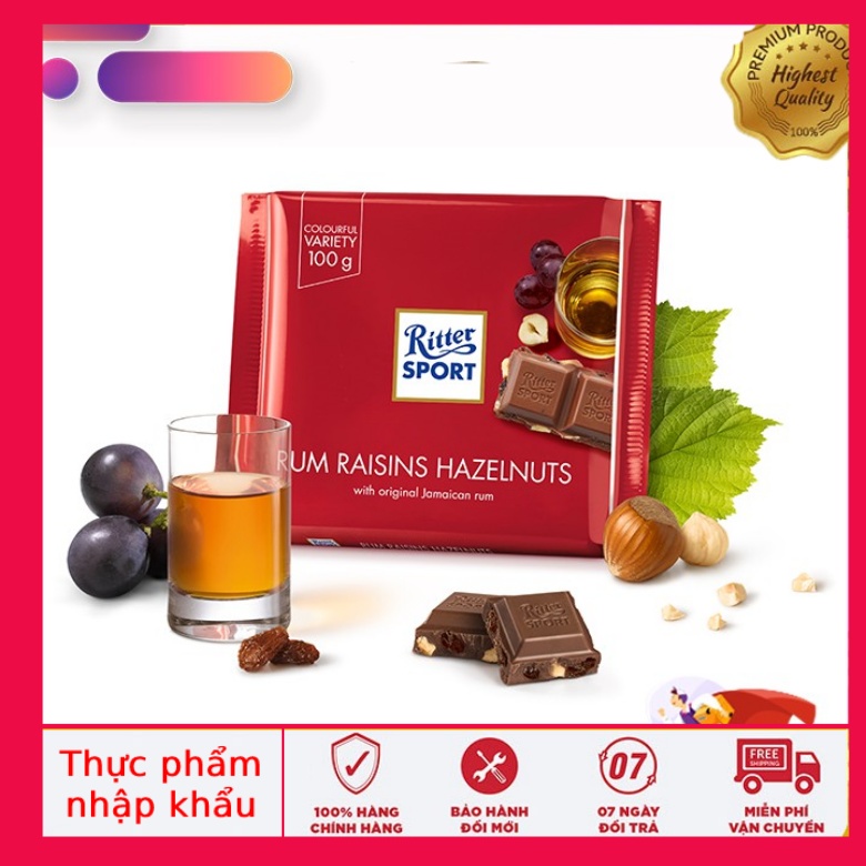 Socola Ritter Sport Rum Raisins Hazelnuts 100g Date 27/6/2022