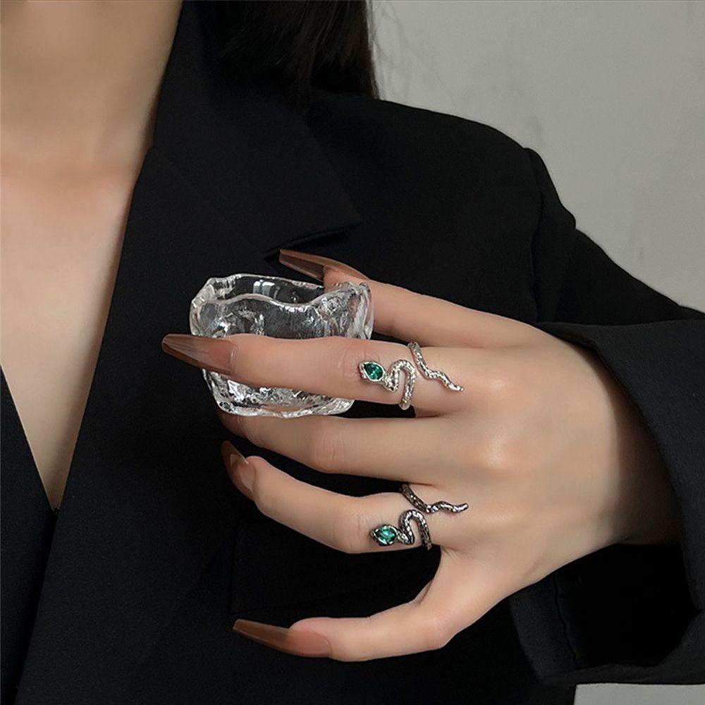 Phụ Kiện Trang Trí Cho Quần Áo Bằng Vải ANEMONE Màu Xanh Lá|Nhẫn Hình Rắn Độc Đáo Thời Trang Hàn Quốc Có Thể Điều Chỉnh Cho Cặp Đôi