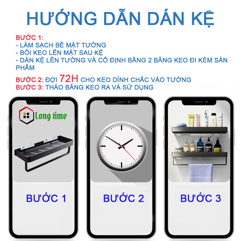 Bộ 2 kệ nhà tắm dán tường để đồ mỹ phẩm phong cách hiện đại