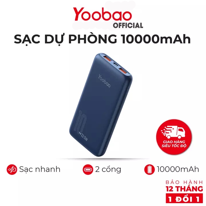 [CHÍNH HÃNG] Sạc dự phòng Yoobao 10000mAh D10Q - Sạc nhanh 2 cổng USB