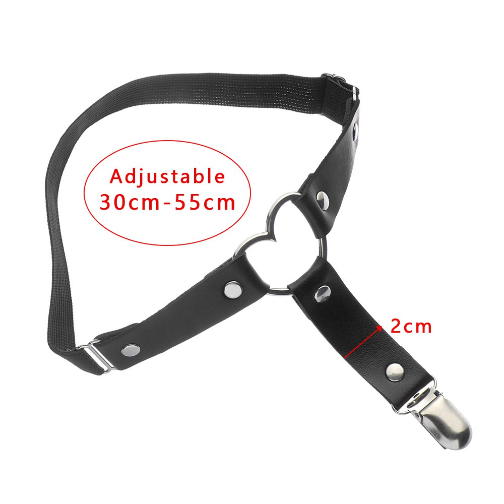 Đai Nịt Bít Tất Bằng Da Pu Co Giãn Màu Đen Phong Cách Harajuku Thời Trang Cho Nữ