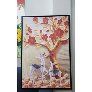 Tranh in Đôi bạn Hươu Canvas
