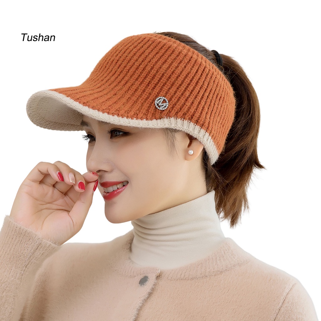 Mũ Lưỡi Trai Len Hở Chóp Co Giãn Thời Trang Cho Nữ