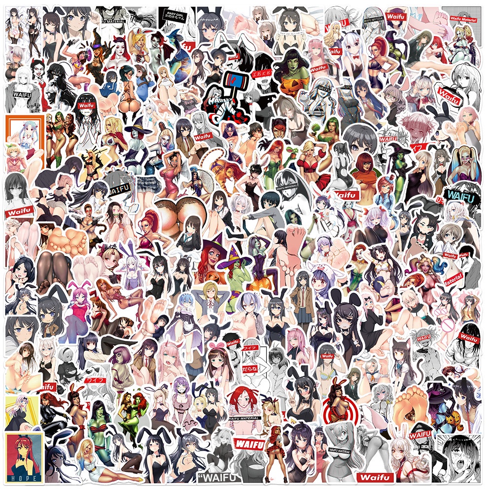 Set 200/100/50 nhãn dán trang trí laptop/điện thoại chống thấm nước họa tiết hoạt hình graffiti thời trang