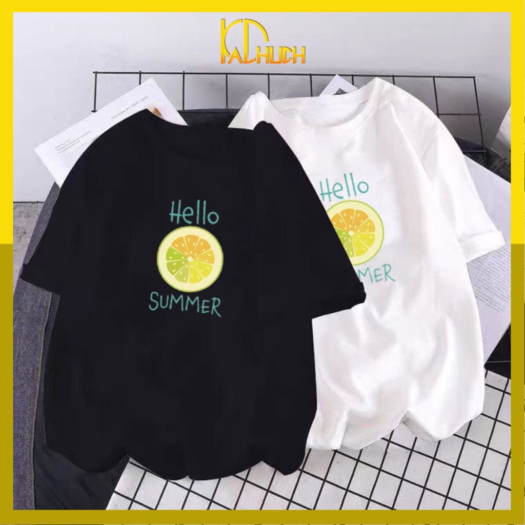 ÁO THUN TAY LỠ UNISEX IN HELLO SUMMER SIÊU CUTE - FREESIZE DƯỚI 75KG HÀNG BAO ĐẸP