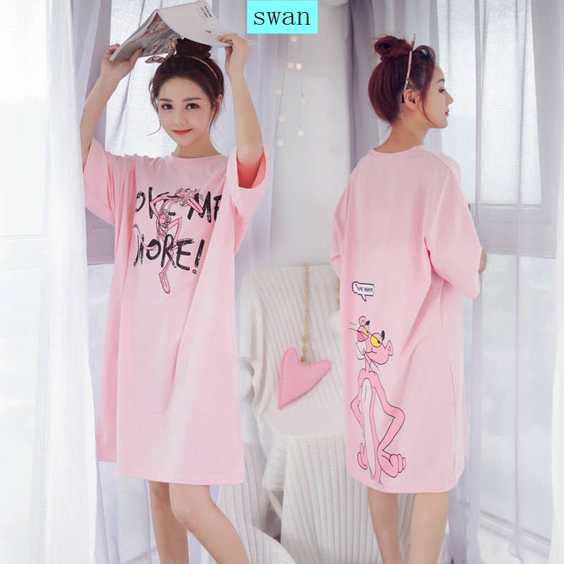 Đồ ngủ tay ngắn in họa tiết hoạt hình thời trang mùa hè cho nữ