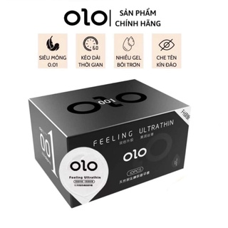 Bao cao su 💥 💥 olo 001 feeling ultrathin đen 10 bcs ♥️tặng ngay♥️ bao cao su olo nữ thần đỏ