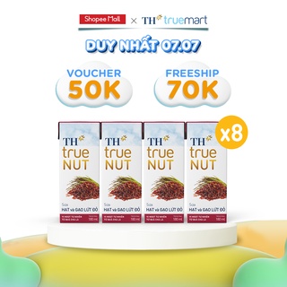 8 Lốc sữa hạt và gạo lứt đỏ TH True Nut 180ml 180ml x 4 hộp