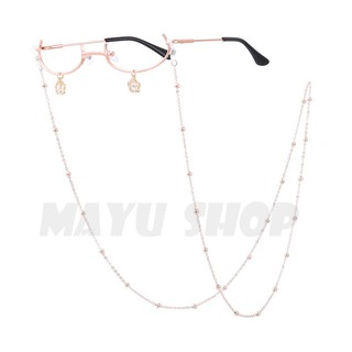 Kính nửa gọng kèm dây hạt sao rơi hạt trái tim Nhiều màu Glasses