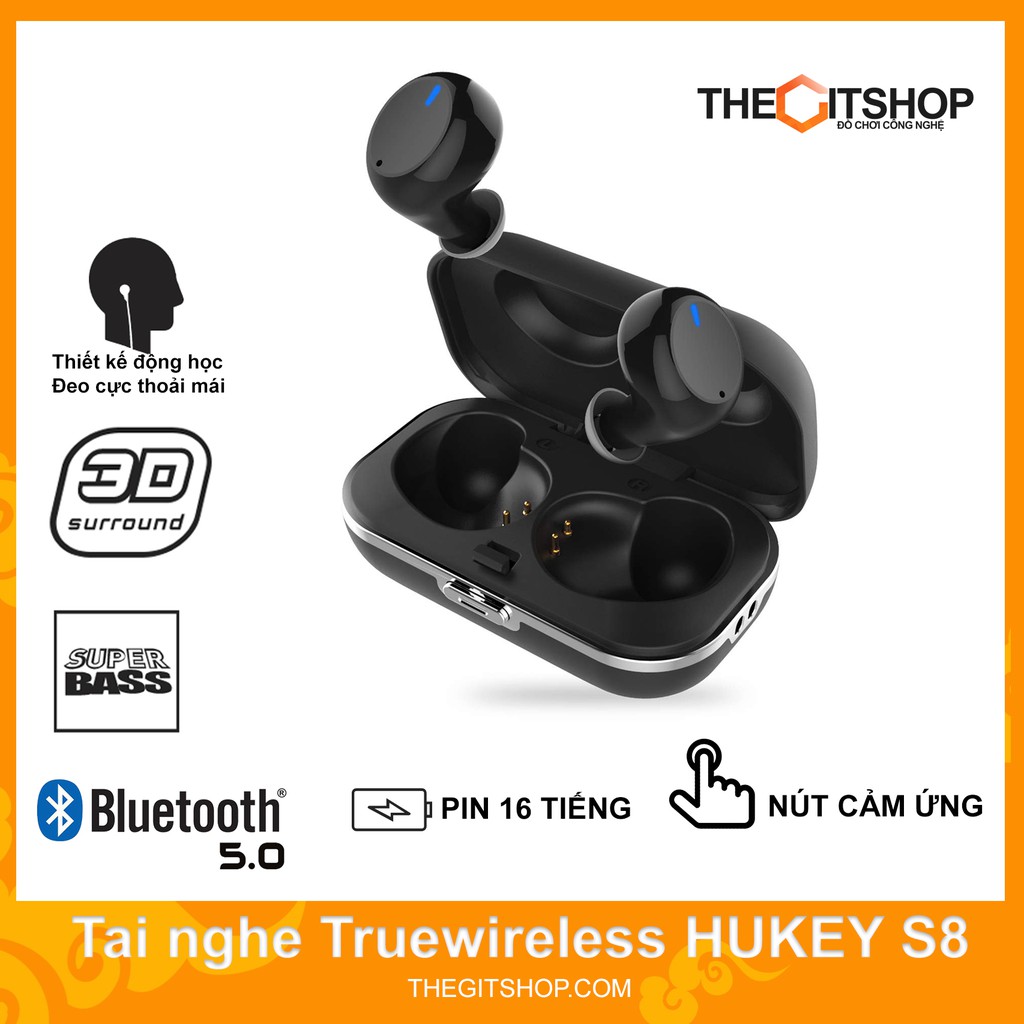 Tai nghe true wireless HUKEY S8 không dây hoàn toàn - sang trọng - Bass sâu - Đối thủ PAMU, FUNCL w1