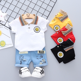 Cotton polo shirt 0-6 years old baby short-sleeved shorts suit boys summer clothes children's T-shirt fashion cartoon new spot two-piece suit