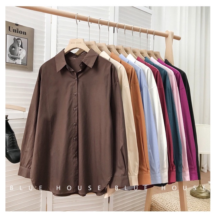 Áo sơ mi trơn basic oversize nhiều màu