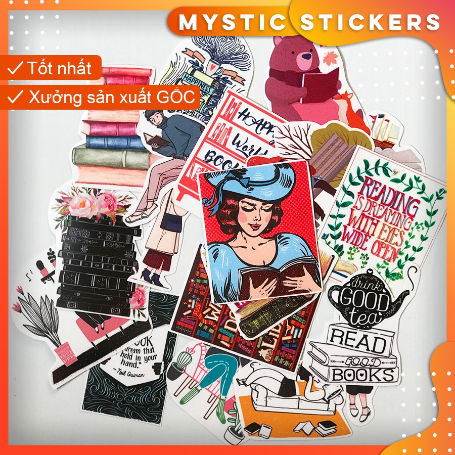 [SÁCH-BOOK] 19 Sticker chống nước/ trang trí,dán xe laptop mũ bảo hiểm vali...