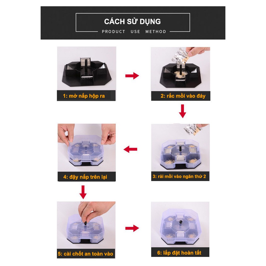 Bẫy Gián Thông Minh kèm mồi thính- Thiết kế 2 tầng, 8 cửa bẫy - an toàn, không hóa chất