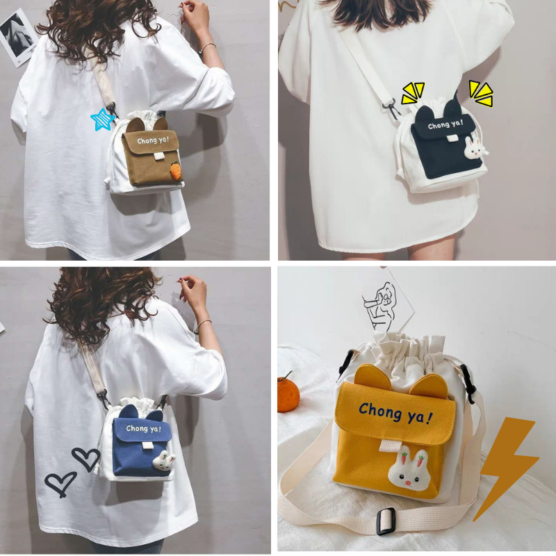 Túi Xách Nữ Vải Bạt Thời Trang Hàn Túi đeo chéo Nhật Bản thời trang cho nữ vải