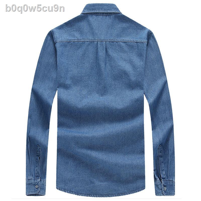 ♙☒Áo khoác denim trung niên bố nam mỏng ngoài dài tay ông nội bông cho người lớn tuổi