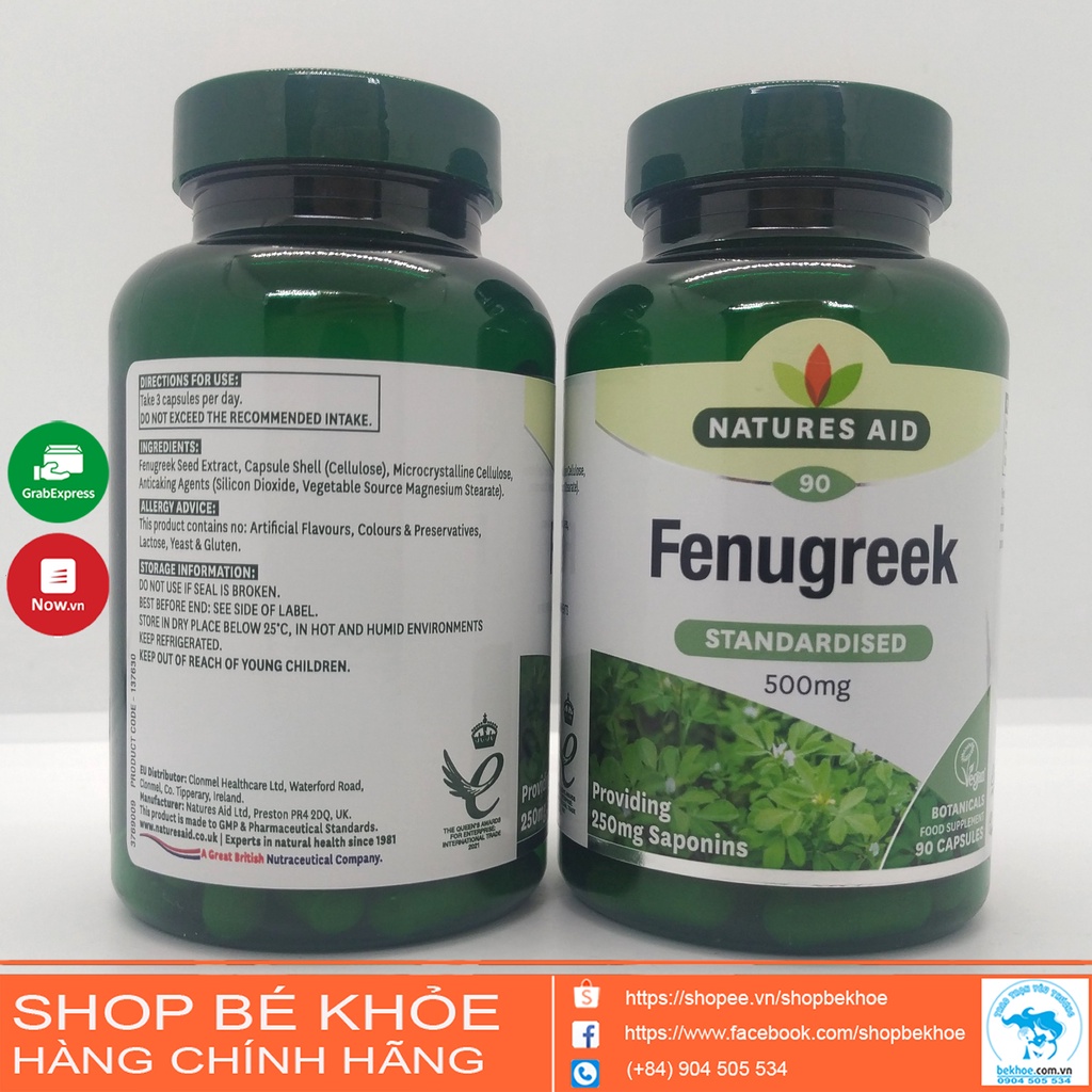 Lợi sữa cỏ cari Fenugreek 500gr - Nature Aid Fenugreek 90v của Anh