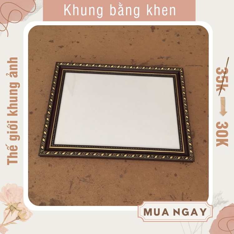 Khung Bằng Khen kích thước A4 (21x30 cm), tặng kèm móc và đinh treo tường