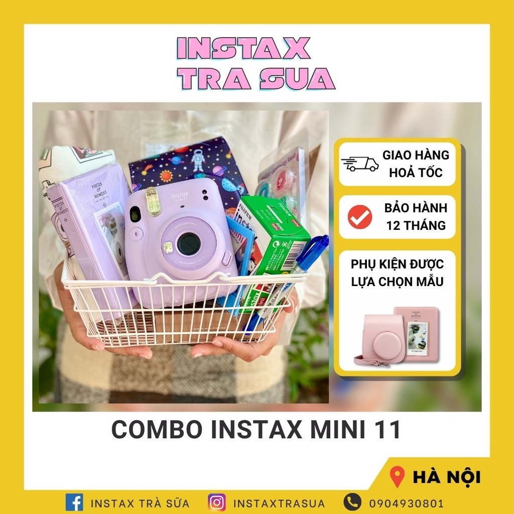 Combo Instax Mini 11 - BỘ MÁY và phụ kiện chụp ảnh lấy liền Fujifilm Instax Mini 11 - Bảo Hành Chính hãng 1 năm