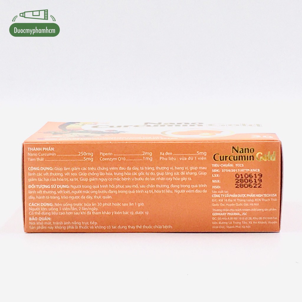 Viên Uống Nano Curcumin Gold Hộp 30 Viên