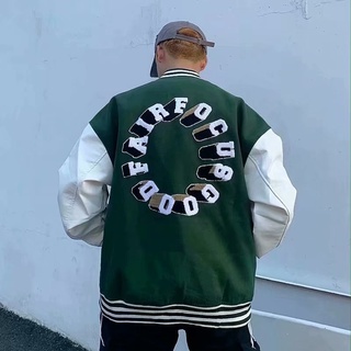 Hstitch Áo Khoác Bóng Chày Da PU Họa Tiết Thêu Phong Cách Hip Hop Thời Thượng Cho Nam Và Nữ
